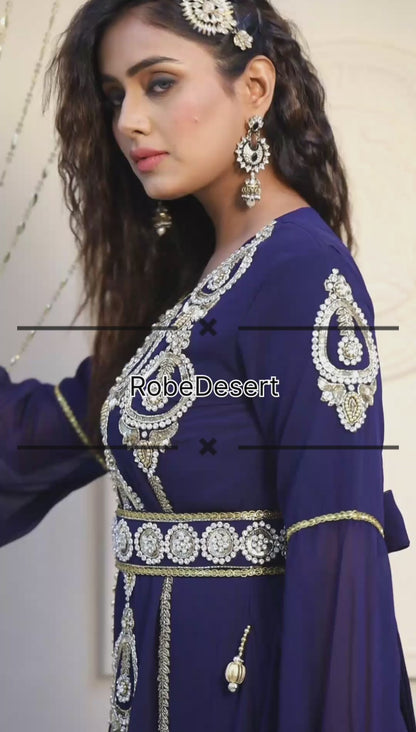 Dark Blue Moroccan Caftan Dress
