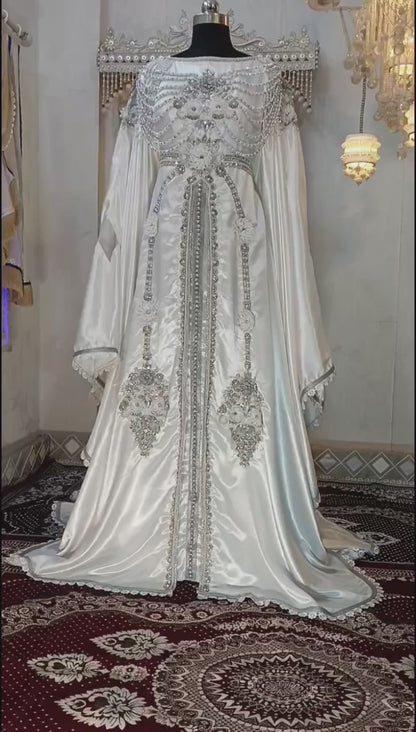 White Arabic Moroccan Islamic Wedding Kaftan