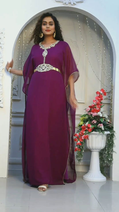 Purple Designer Georgette Kaftan