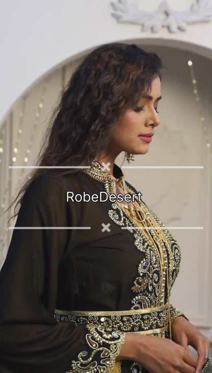 Black and Golden Yellow Wedding Kaftan for Woman
