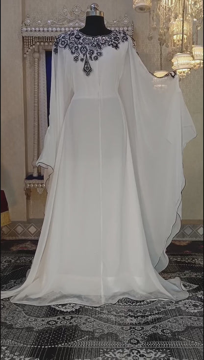 White Designer Islamic Arabic Takchita Kaftan