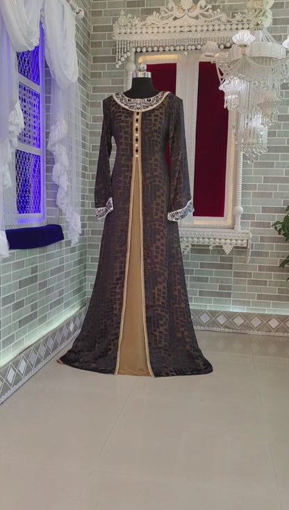 Dark Grey Fancy Party Wear Islamic Kaftan