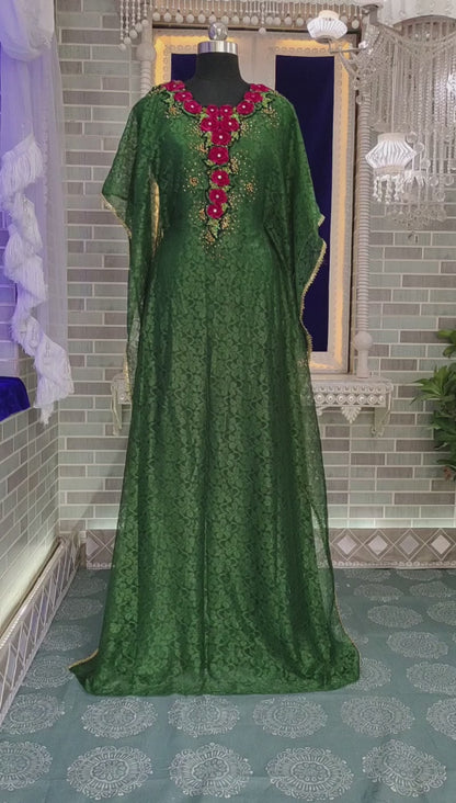 Dark Green Modern Takchita Kaftan