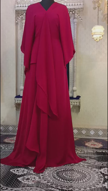 Maroon Designer Islamic Kaftan Israeli Wedding Takchita Kaftan
