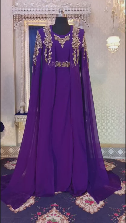 Purple Arabic Party Wear Takchita Kaftan