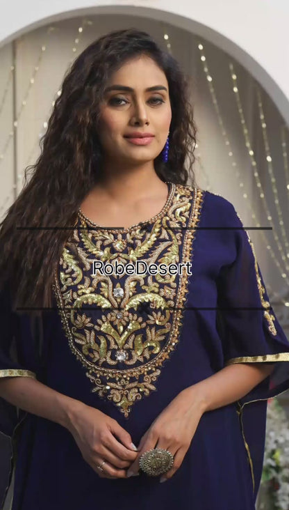 Dark Blue Takchita Kaftan For Women Dress