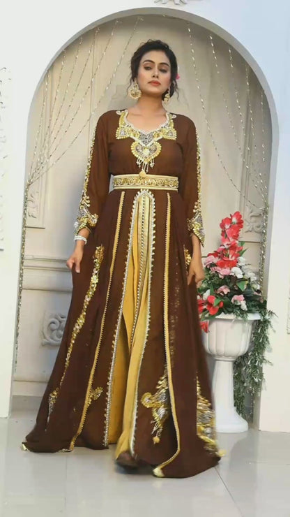 Brown and Golden Yellow Israelite Kaftan