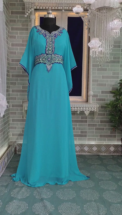 Firozi Party Wear Dubai Takchita Kaftan