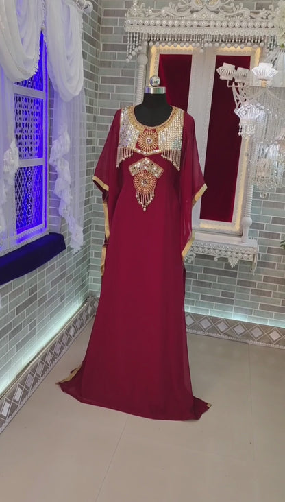 Maroon Desinger Partywear Kaftan