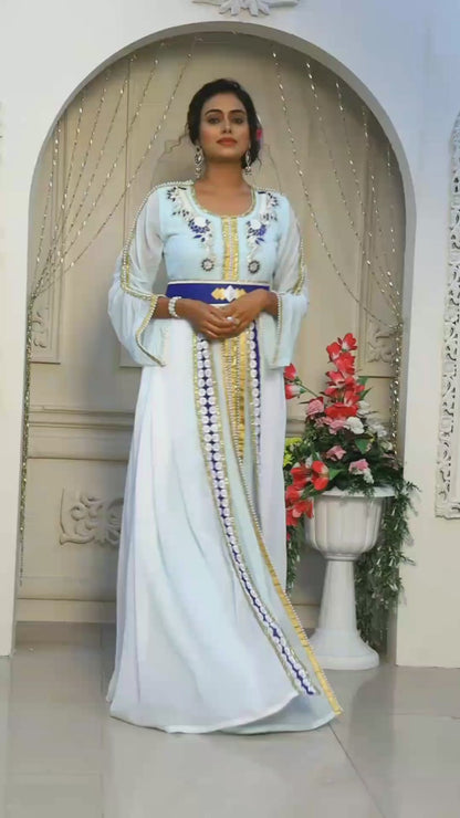 Mint Green Moroccan Kaftan  for Israeli Kaftan
