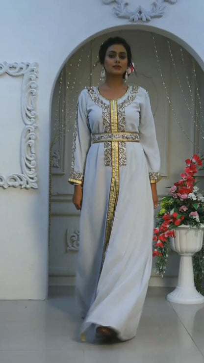 Light Grey Islamic Moroccan Kaftan