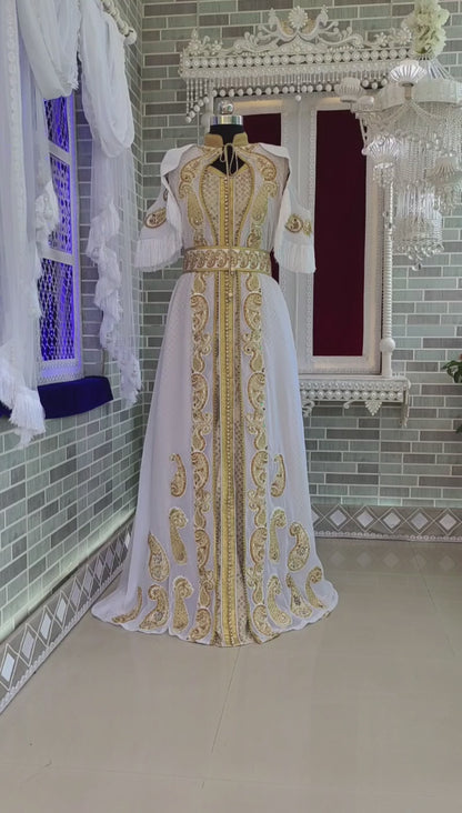 White Moroccan Beautiful African Wedding Kaftan