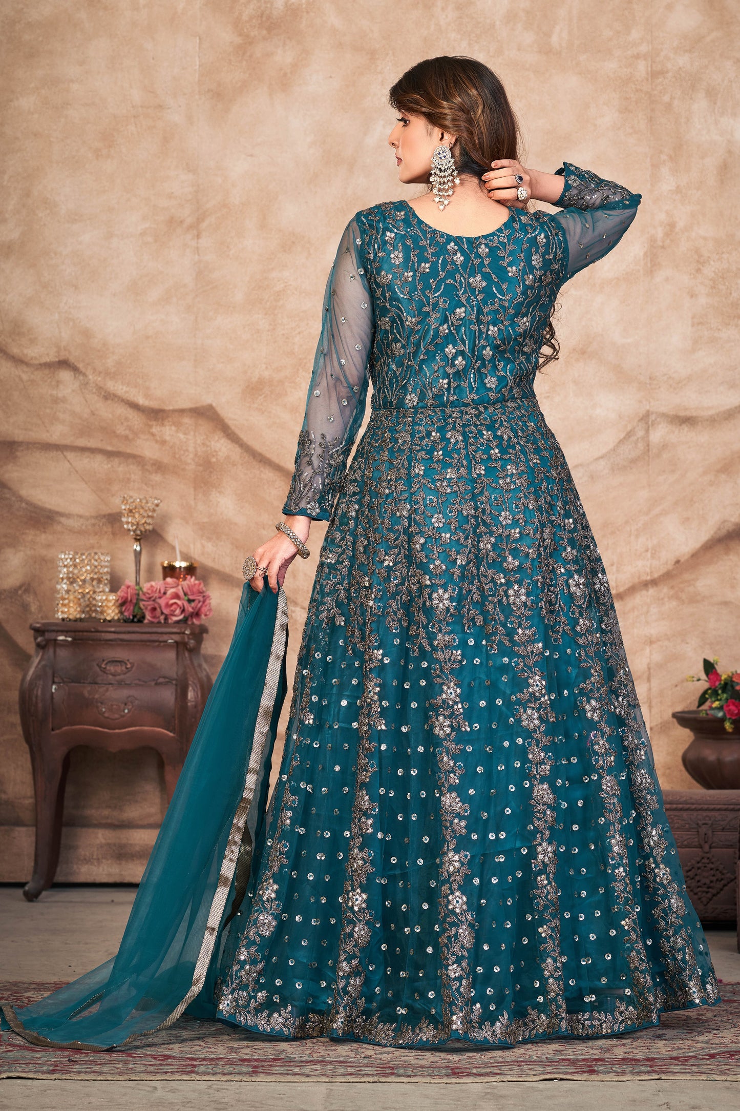 Blue Designer Embroidery Designer Suit