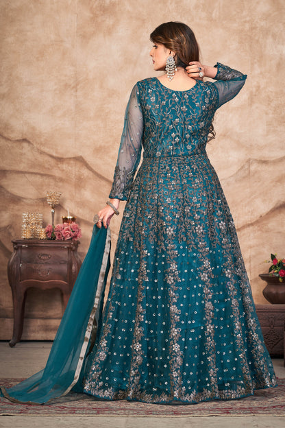 Blue Designer Embroidery Designer Suit