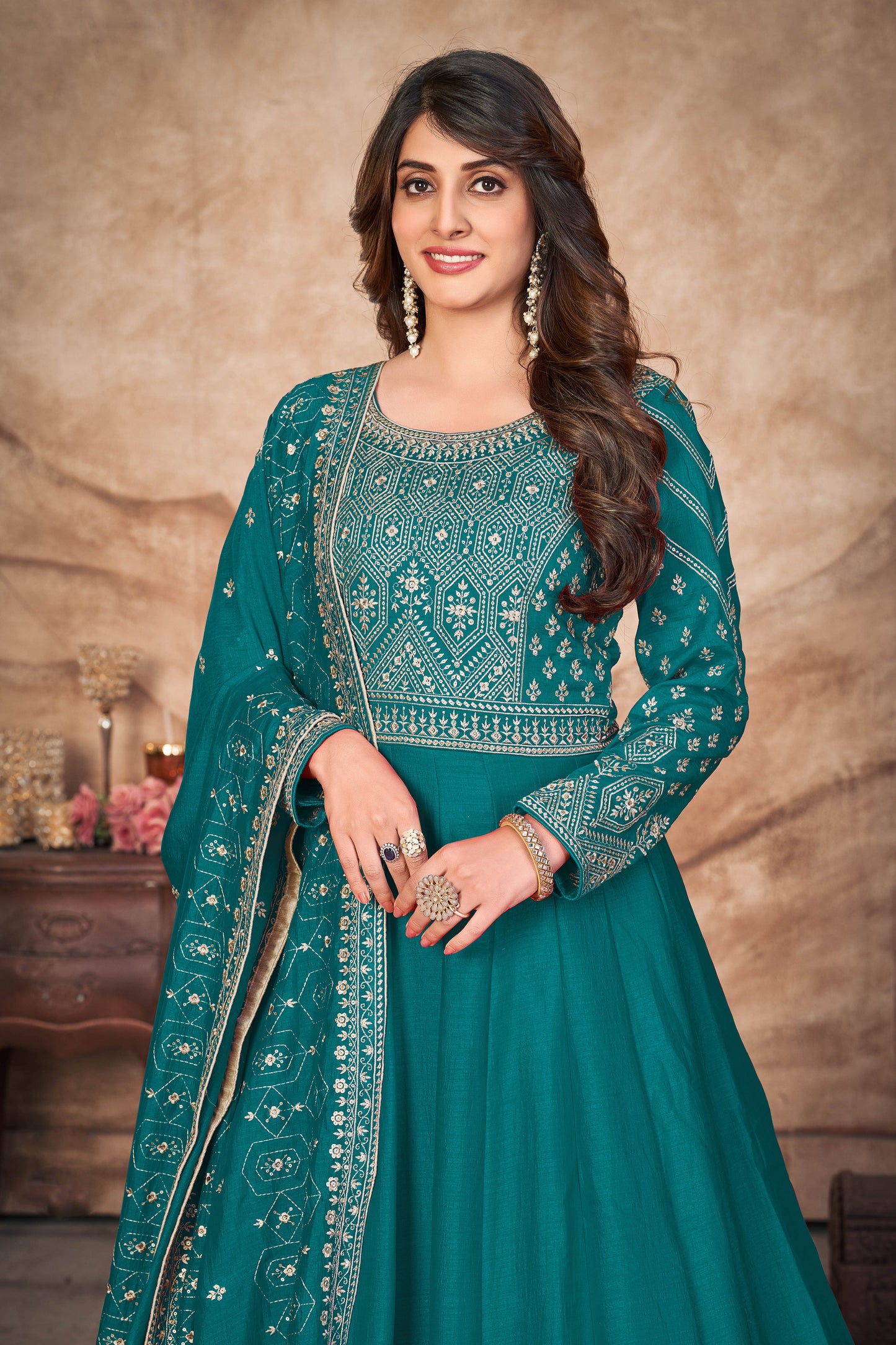 Teal Blue Designer Anarkali Suit