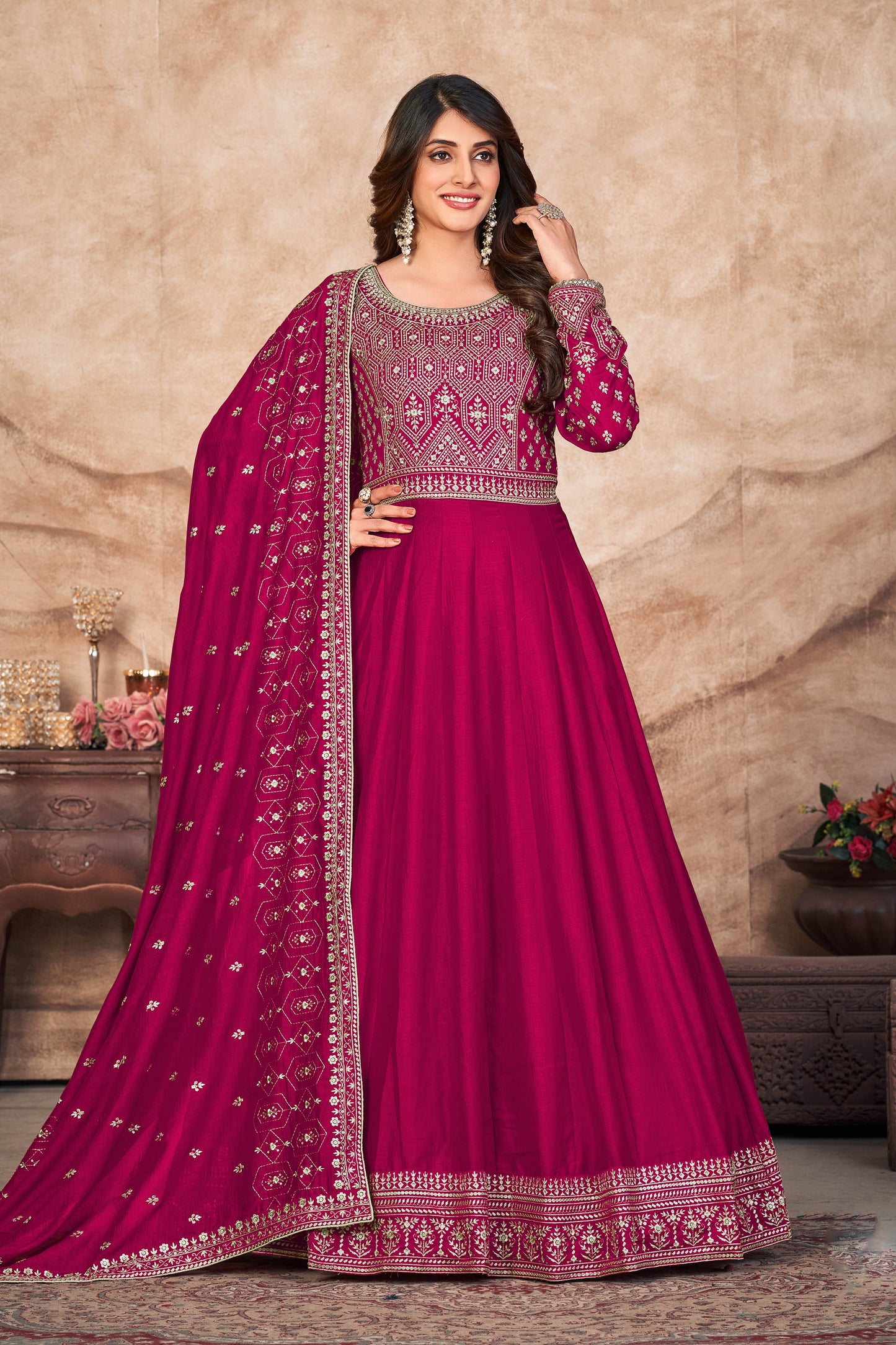 Pink Designer Anarkali Suit