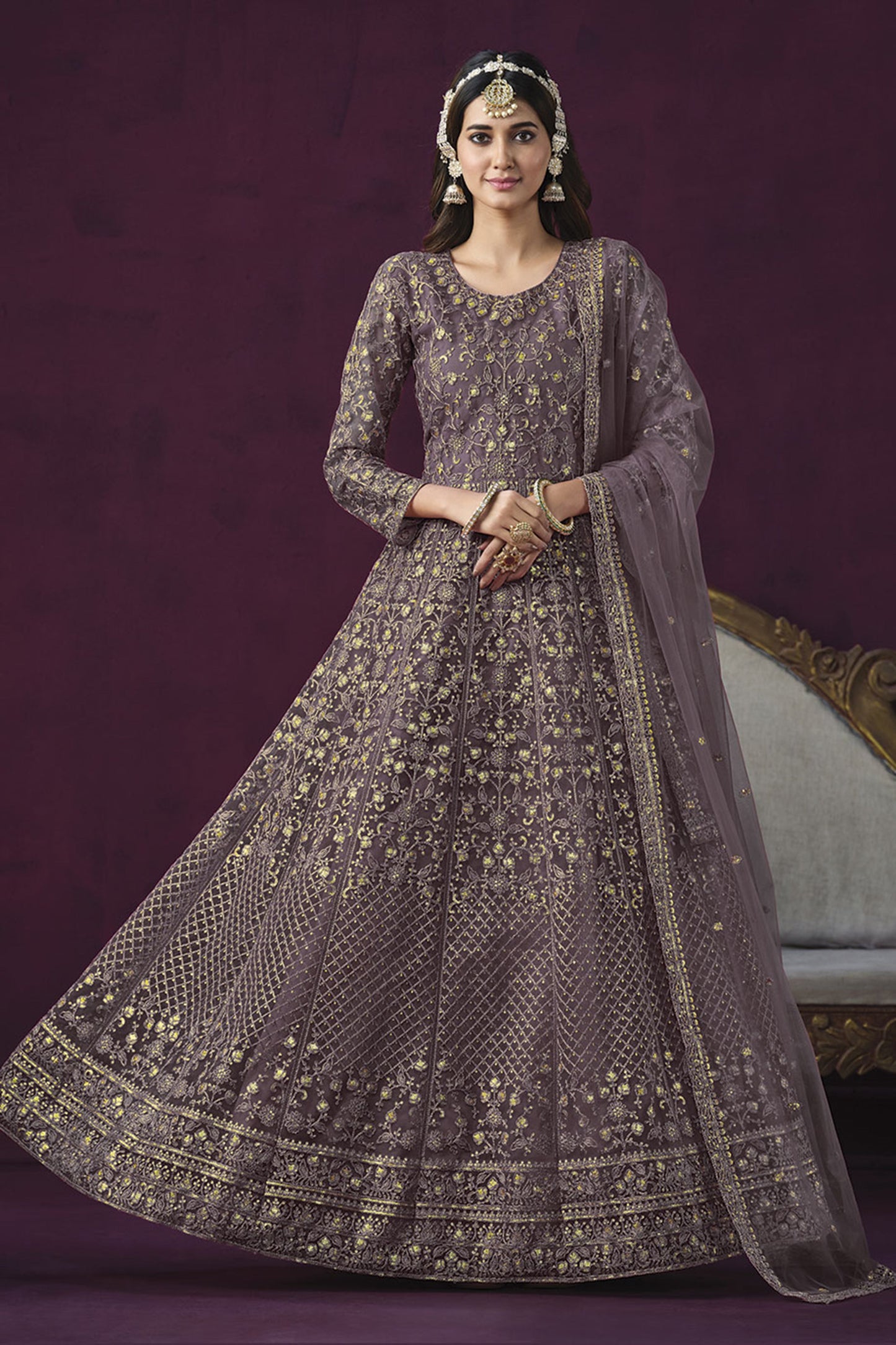 Mauve Anarkali Salwar Kameez