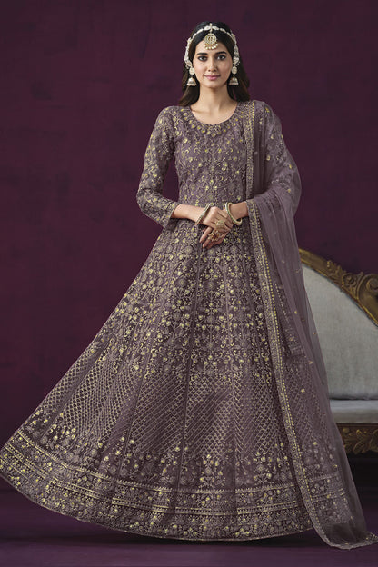 Mauve Anarkali Salwar Kameez