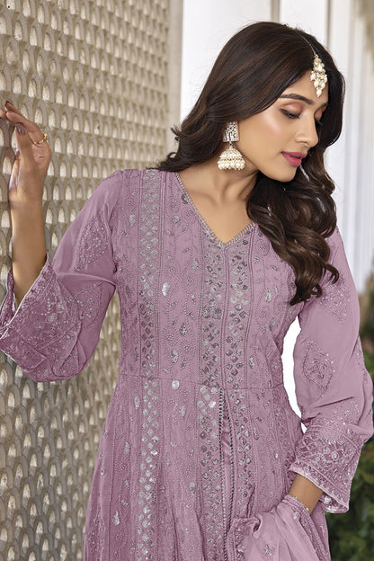 Pink Thread Embroidery Salwar Dress