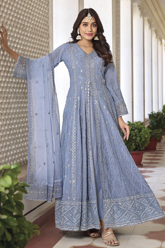 Blue Thread Embroidery Salwar Dress
