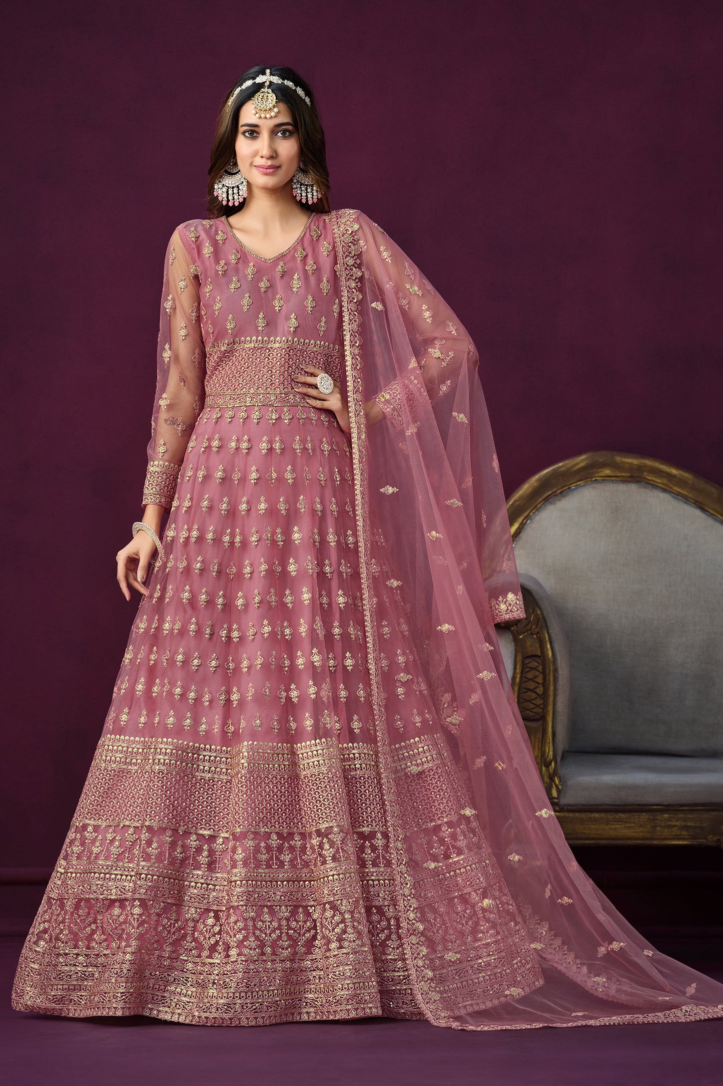 Pink Designer Embroidery Salwar Kameez Suit