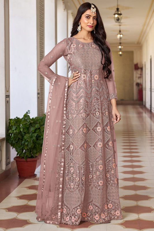 Coral Attrective Looking Anarkali Suit