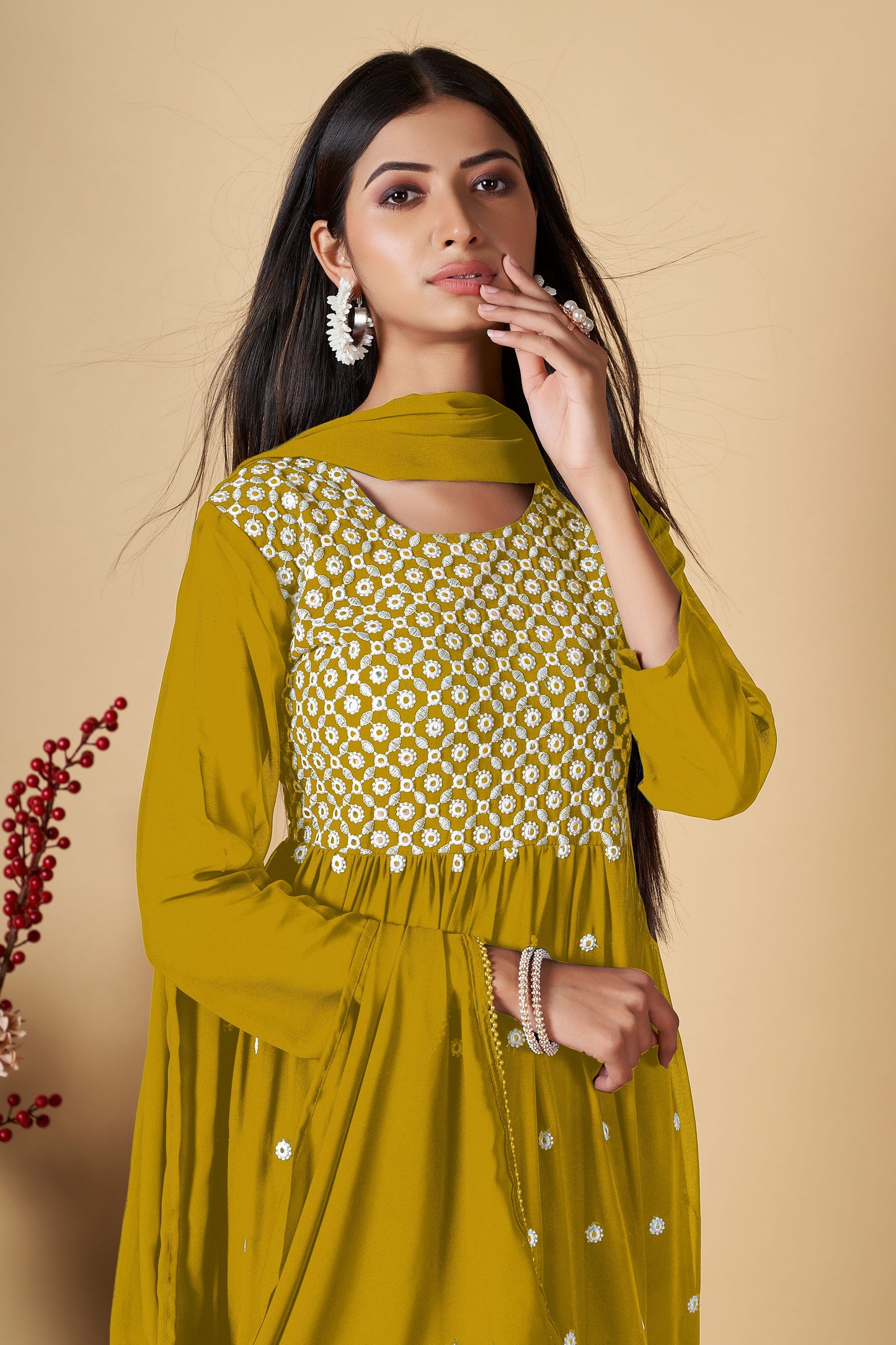 Yellow Party Wear Sharara Suit