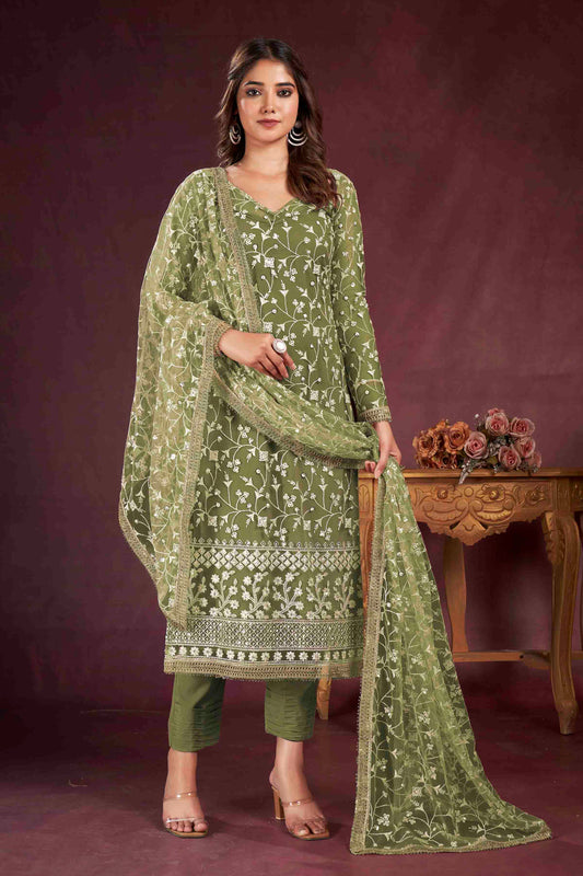 Green Georgette Designer Salwar Suit