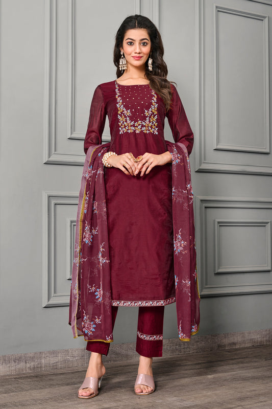 Maroon Party Wear Salwar Suit