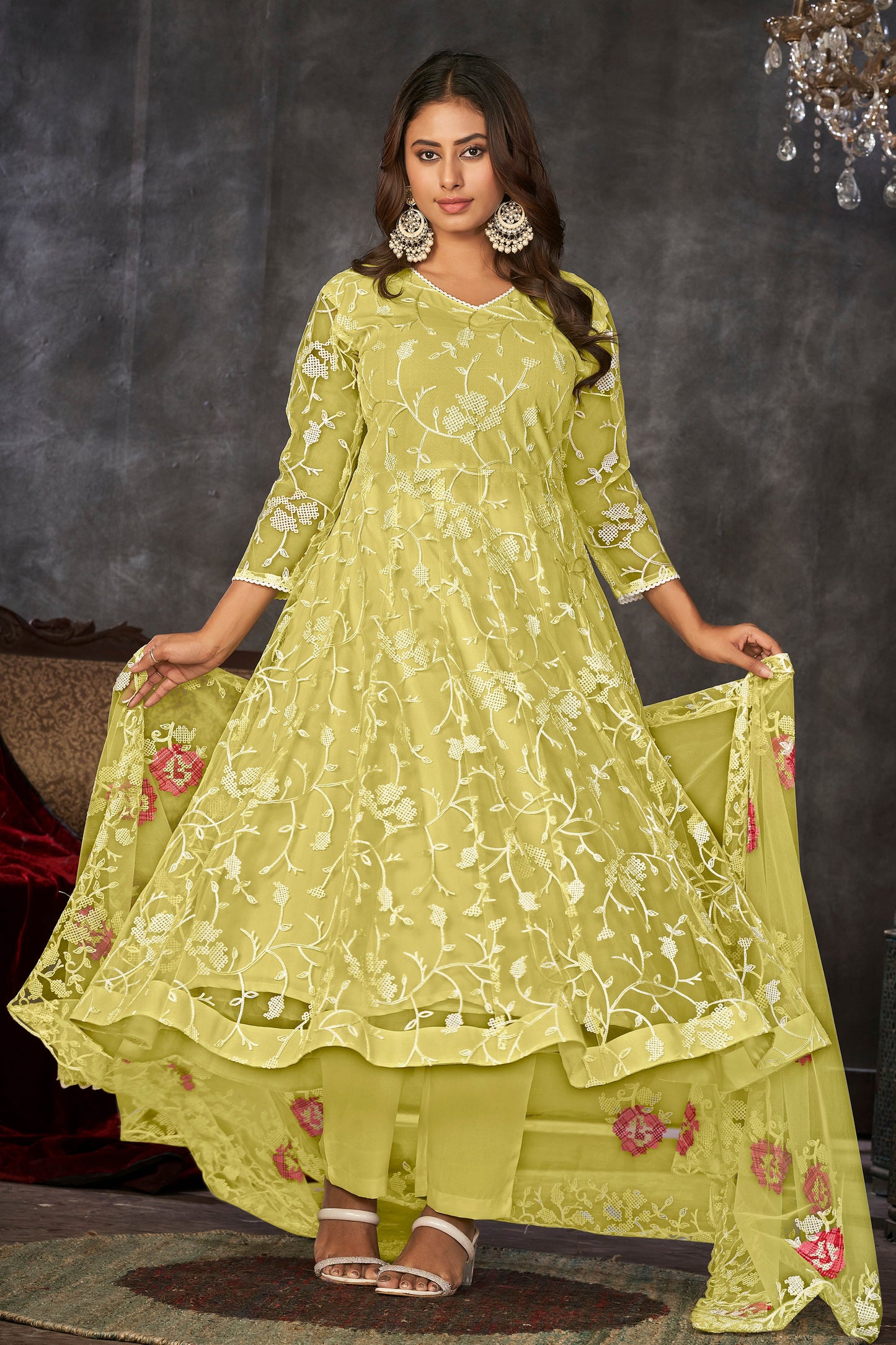 Yellow Designer Anarkali Suits