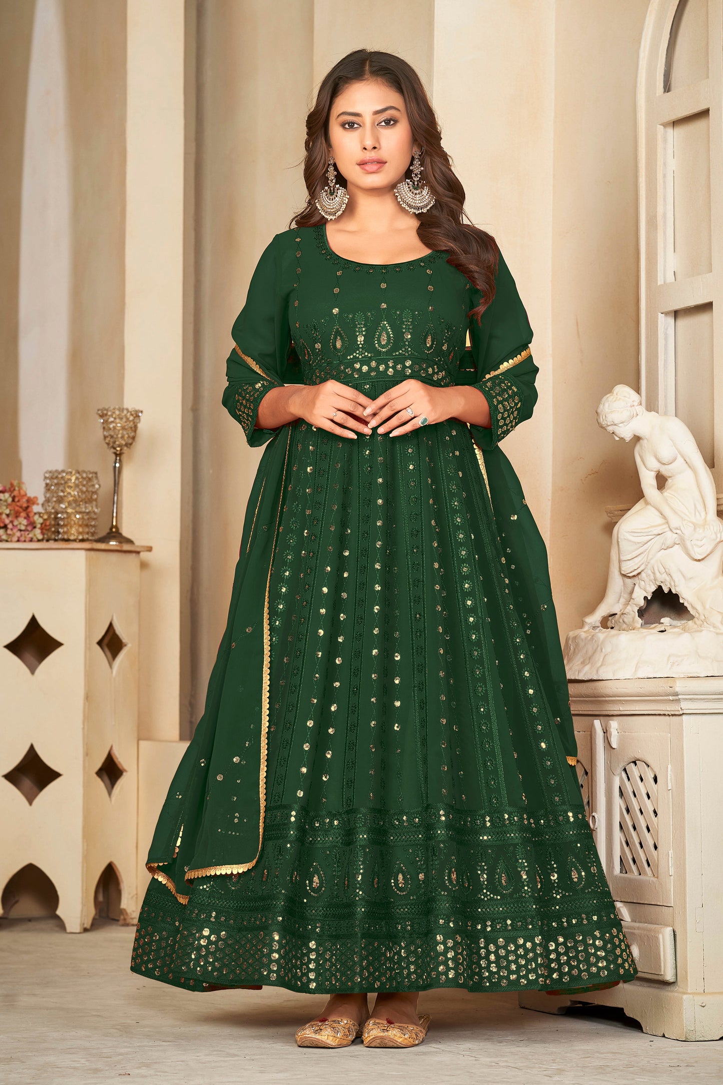 Green Georgette Designer Wedding Salwar Suit