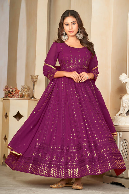 Purple Georgette Designer Wedding Salwar Suit