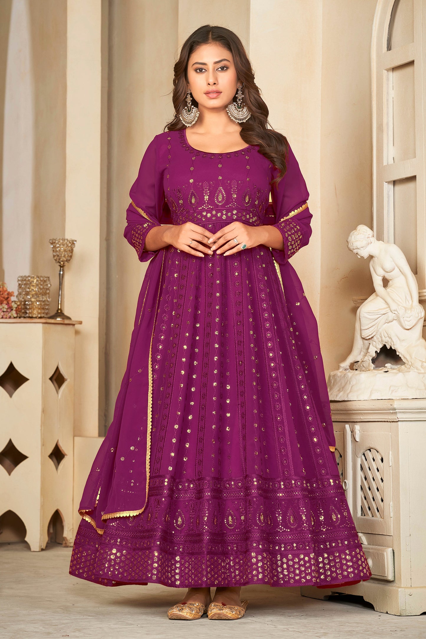 Purple Georgette Designer Wedding Salwar Suit