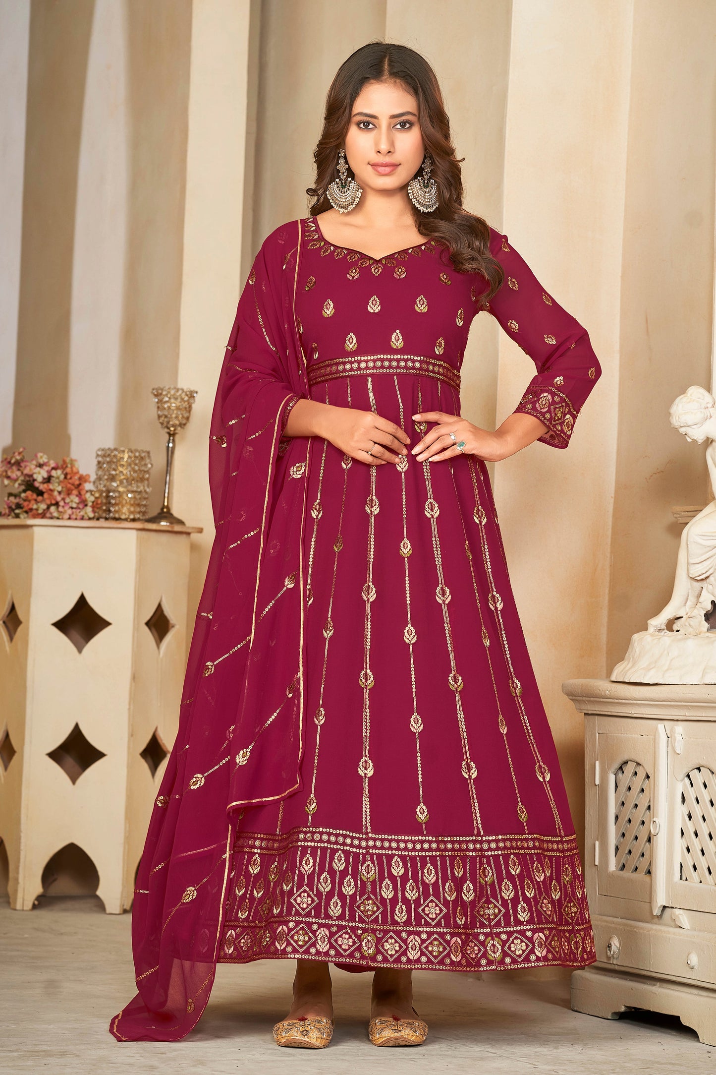 Pink Georgette Designer Wedding Salwar Suit