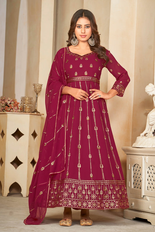 Pink Georgette Designer Wedding Salwar Suit