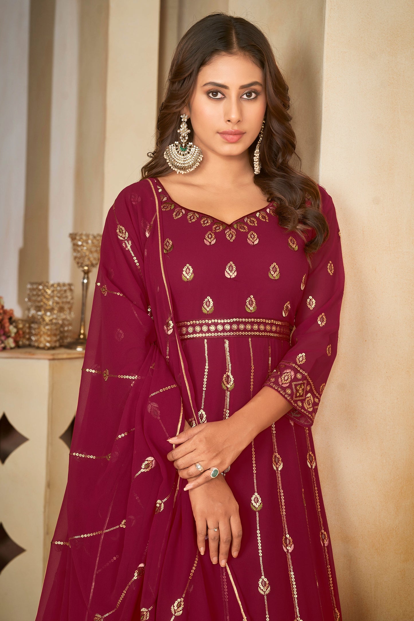 Pink Georgette Designer Wedding Salwar Suit