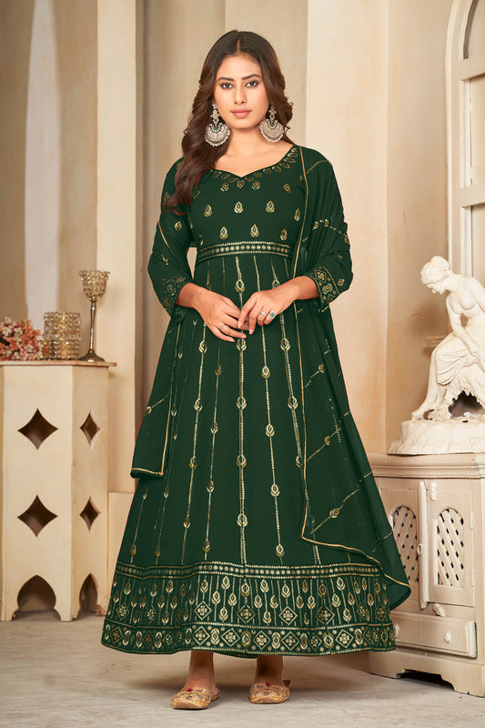 Green Georgette Designer Wedding Salwar Suit