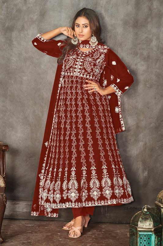 Maroon Traditional Anarkali Suits