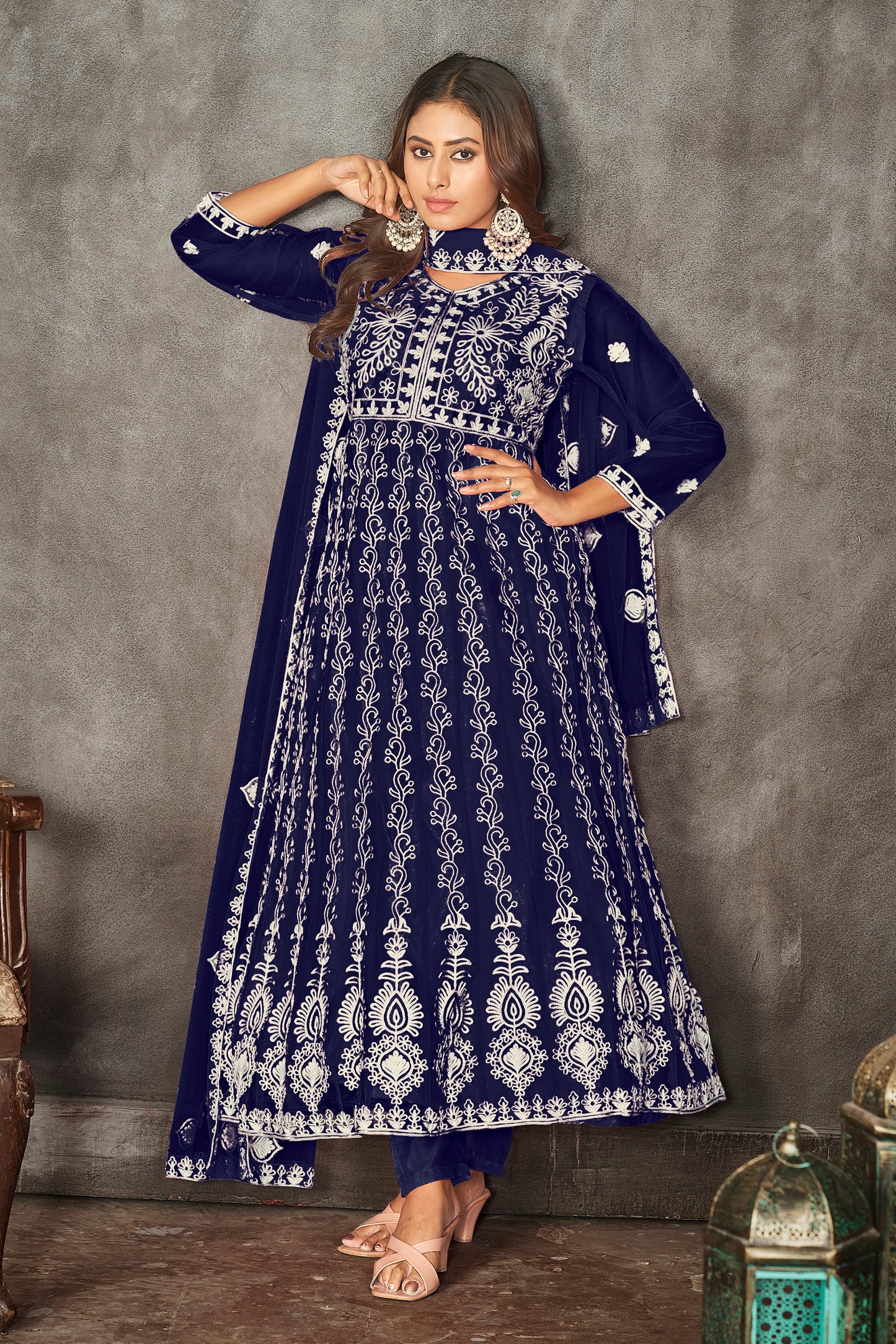 Blue Traditional Anarkali Suits