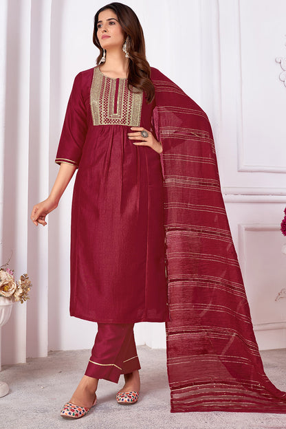 Maroon Designer Party Wear Suit