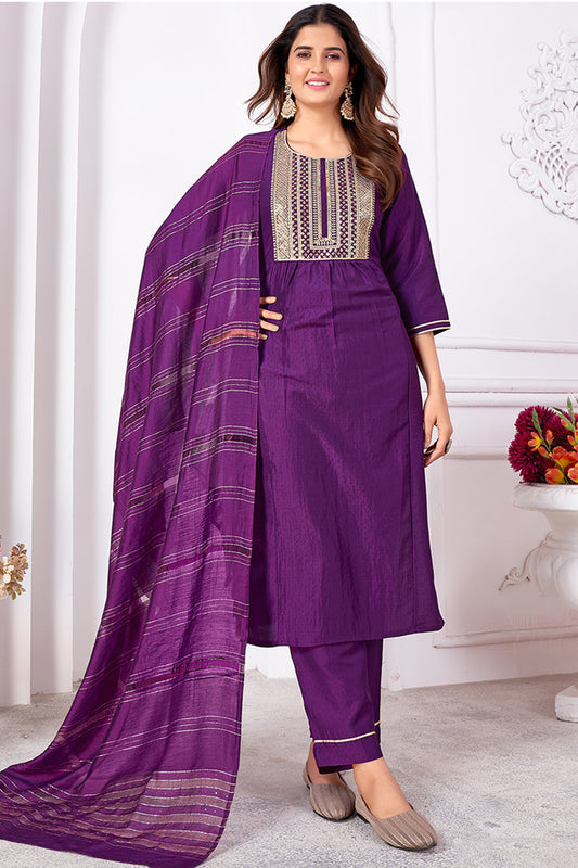 Purple Designer Party Wear Suit