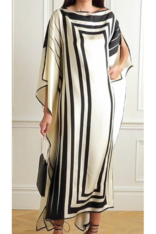 Woman Printed Soft Satin Silk Kaftan