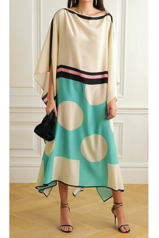 Woman Printed Soft Satin Silk Kaftan