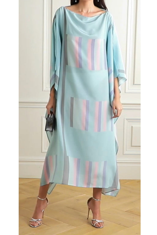 Woman Printed Soft Satin Silk Kaftan