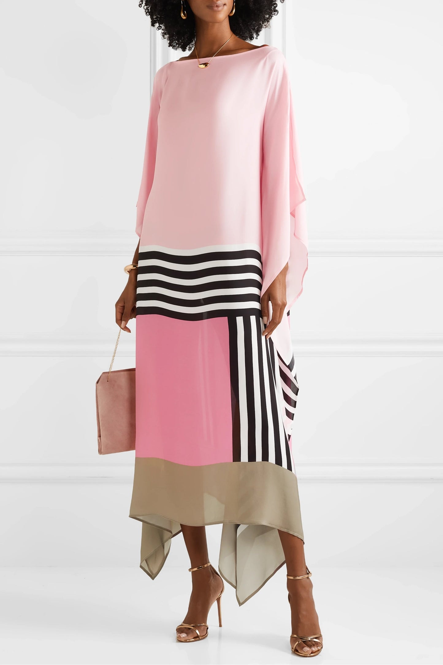 Woman Printed Soft Satin Silk Kaftan