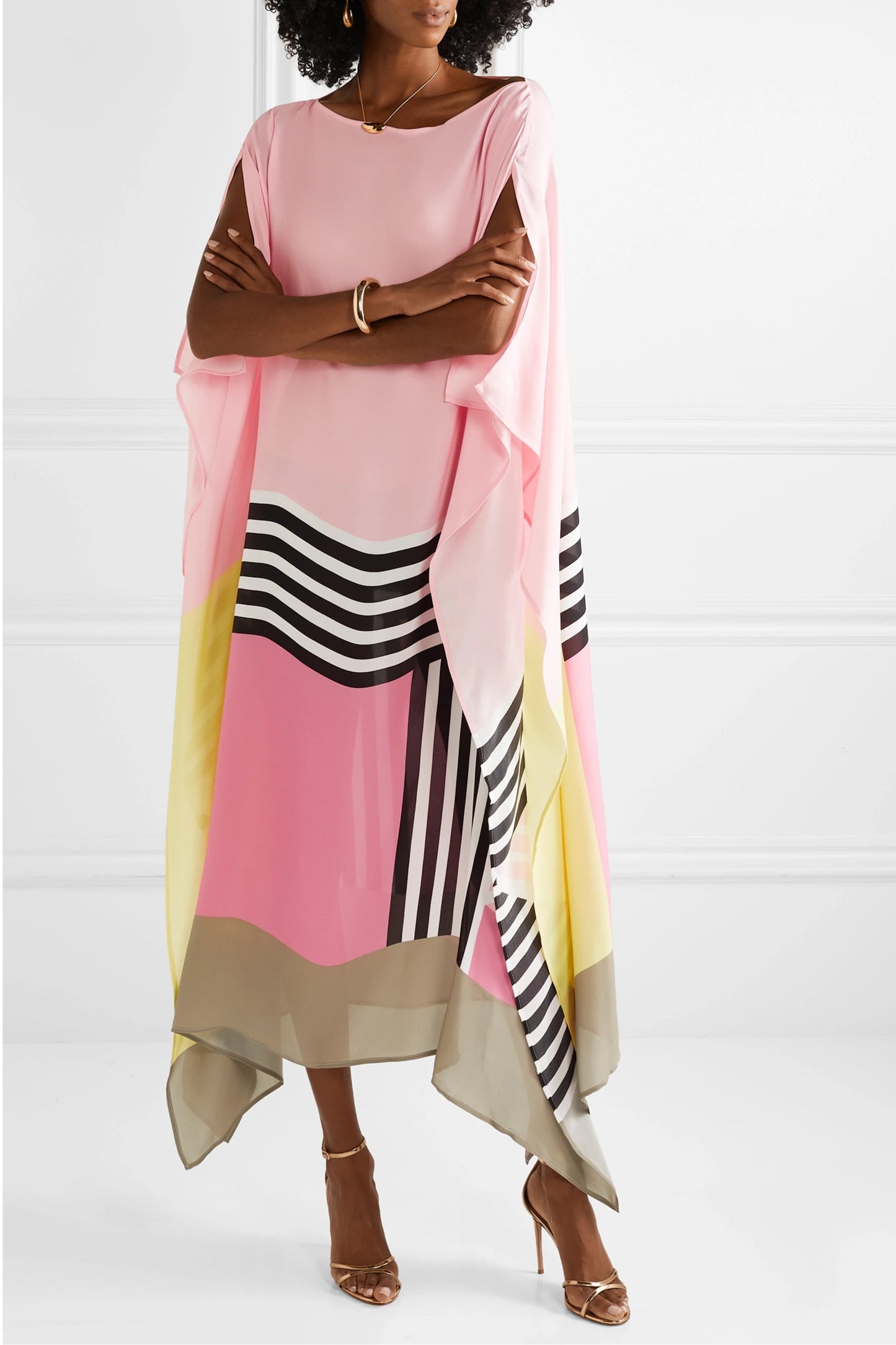 Woman Printed Soft Satin Silk Kaftan