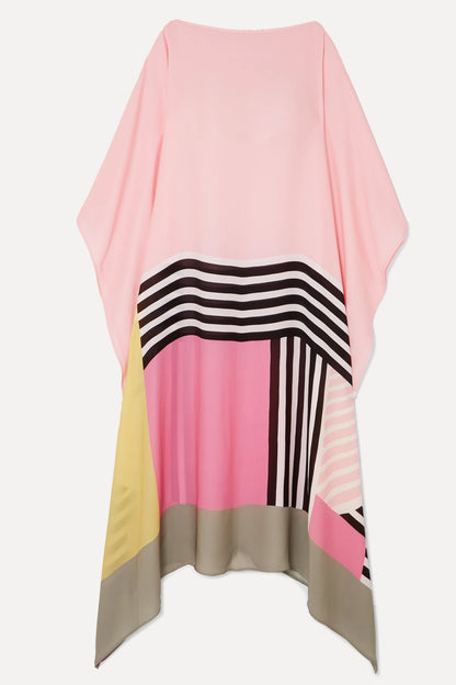 Woman Printed Soft Satin Silk Kaftan