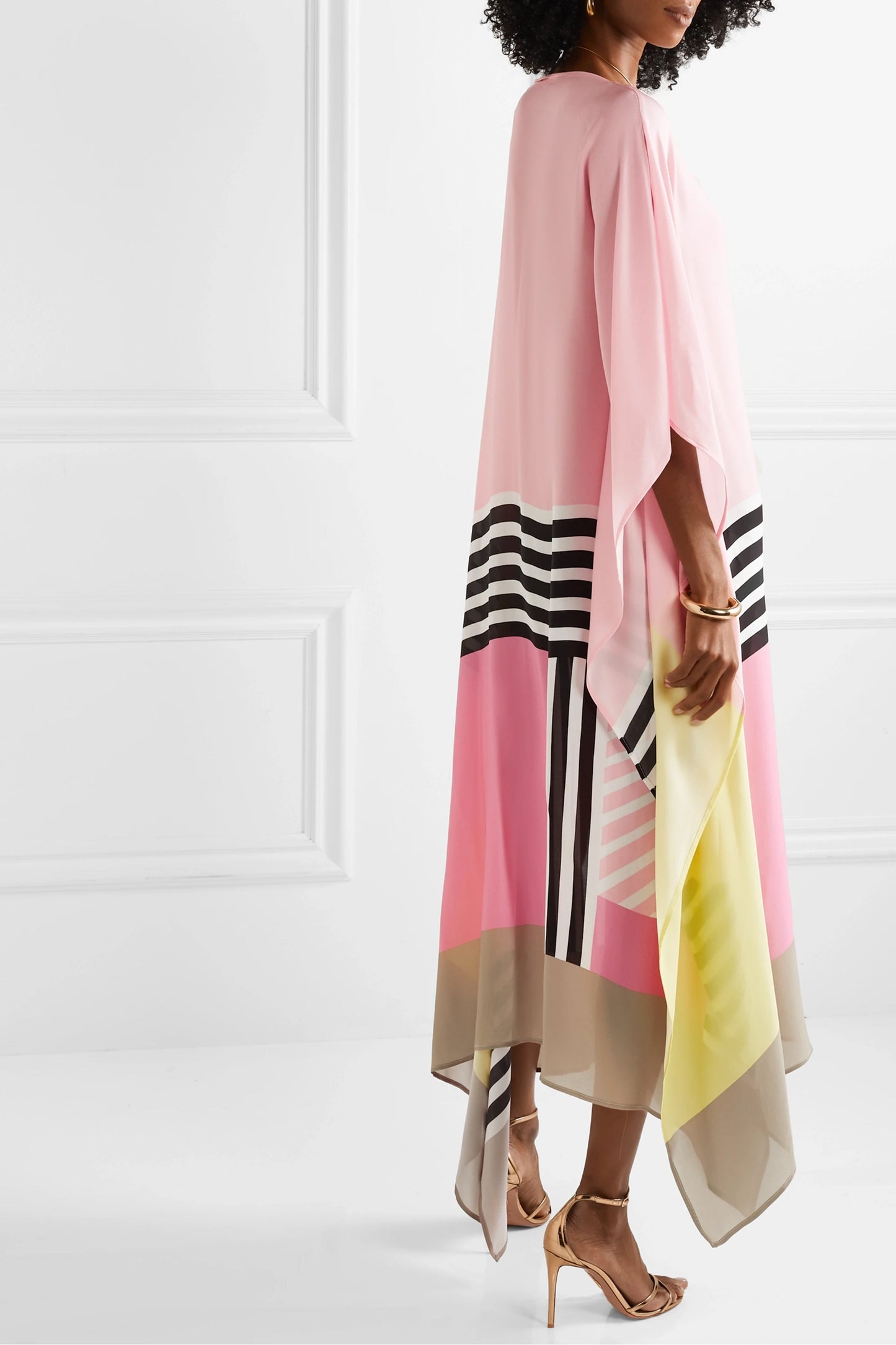 Woman Printed Soft Satin Silk Kaftan