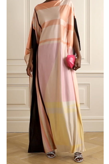 Woman Printed Soft Satin Silk Kaftan