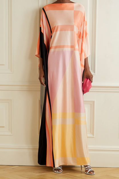 Woman Printed Soft Satin Silk Kaftan
